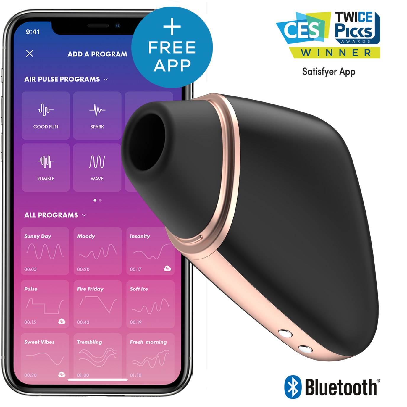 Love Triangle Air Pulse Stimulator + Vibrations