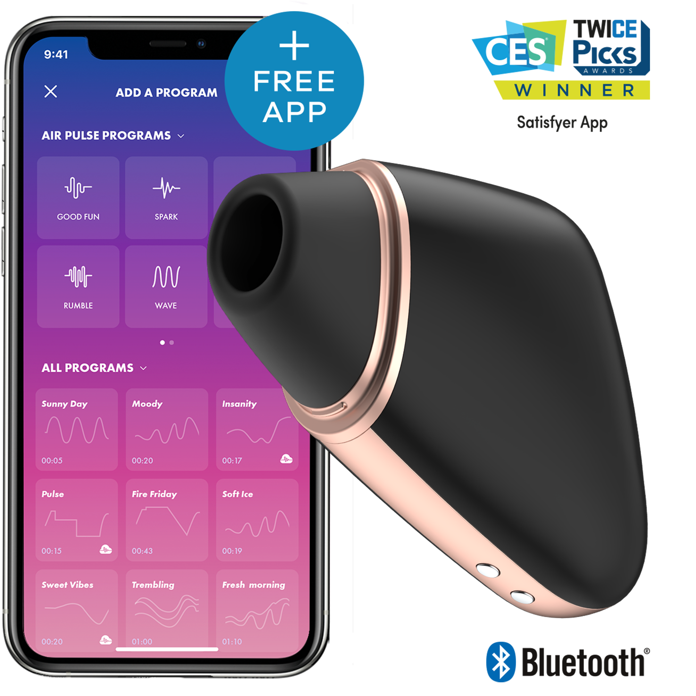 Satisfyer Love Triangle Air Pulse Stimulator + Vibrations