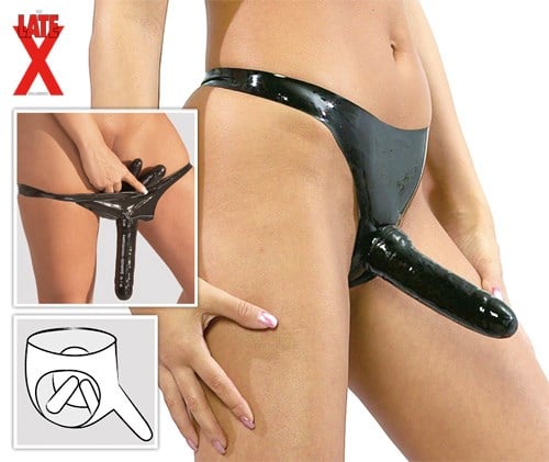 Latex Trosa med 3 Dildos