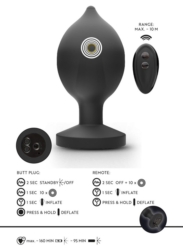 Vibrating Inflatable Plug with Remote Controller