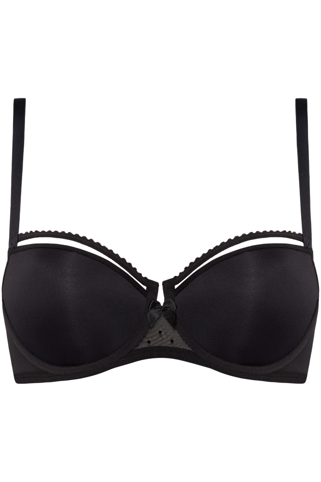 Peekaboo Plunge Balcony Bra - Black