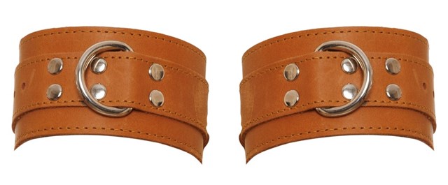 Brown Leather Wrist Cuffs