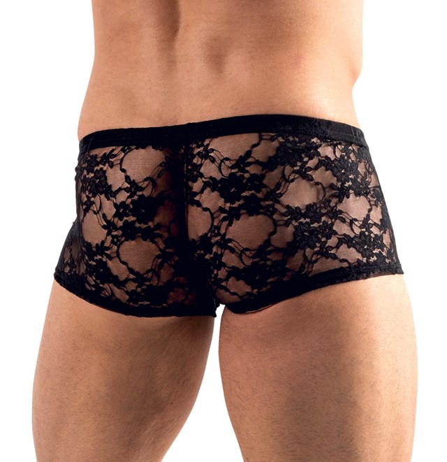 Pants with Floral Lace Pattern - Black