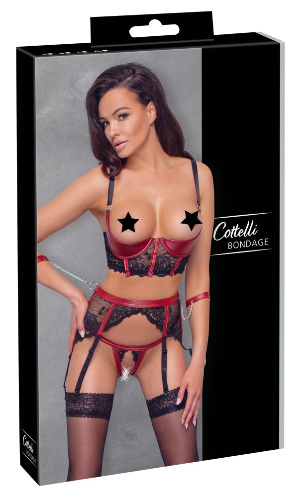 Shelf Bra Set - Black & Red