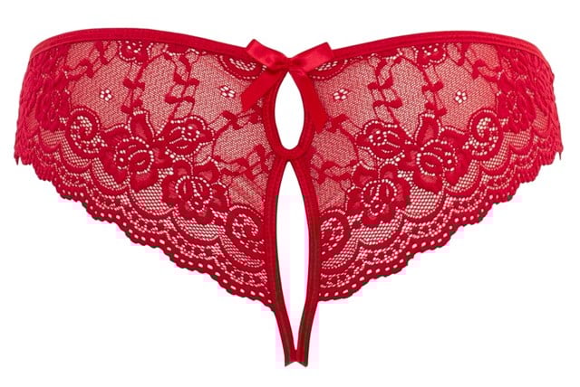Elegant Röd Spetstrosa Med Öppen Design
