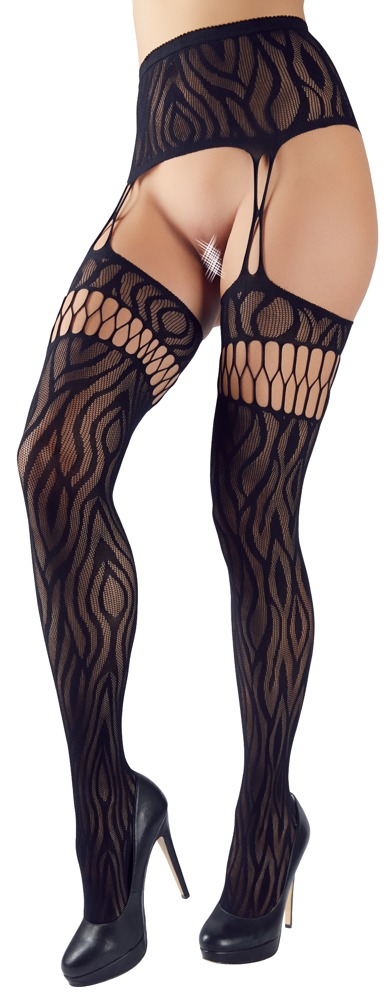 Suspender Tights with Zebra Pattern - Black | SEXIGA KLÄDER - SEXIGA UNDERKLÄDER - Strumpor & Höfthållare | Intimast