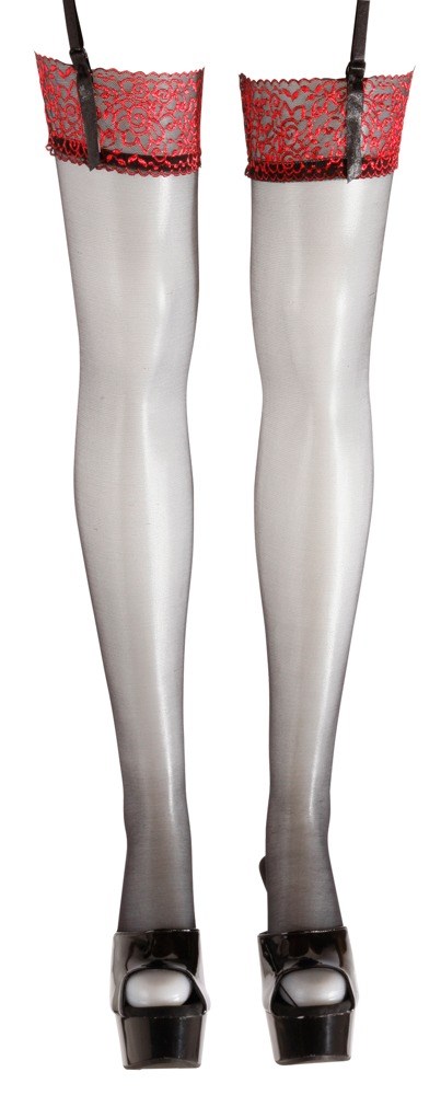 Jackie - Strumpor med mörkröd spets