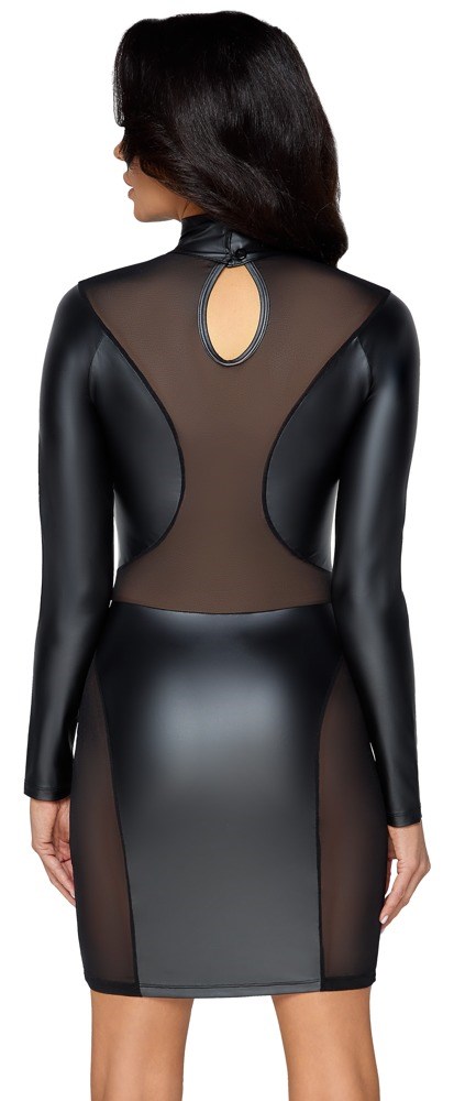 KORT LÅNGÄRMAD SVART KLÄNNING I MATTE LOOK