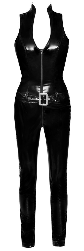 Sleeveless jumpsuit in vinyl