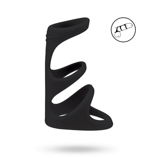 3 Loop Silicone Cockring - Black