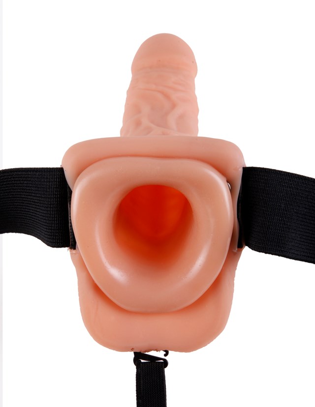 23cm Vibrating Hollow Strap-On with Balls