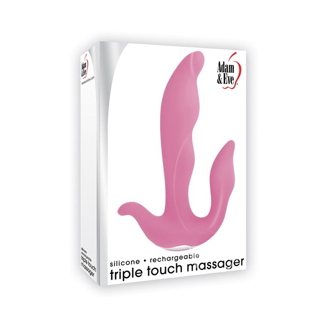 Adam & Eve Silicone Rechargeable Triple Touch Massager Waterproof Pink