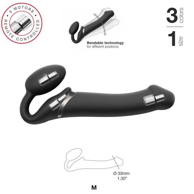 Vibrating Bendable Dildo - Black Medium