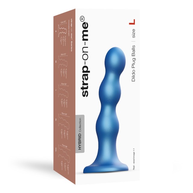 DILDO PLUG BALLS METALLIC BLUE - L