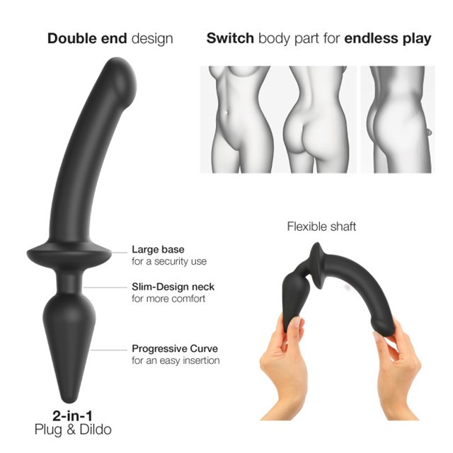 SWITCH PLUG-IN SEMI-REALISTIC DILDO BLACK - S