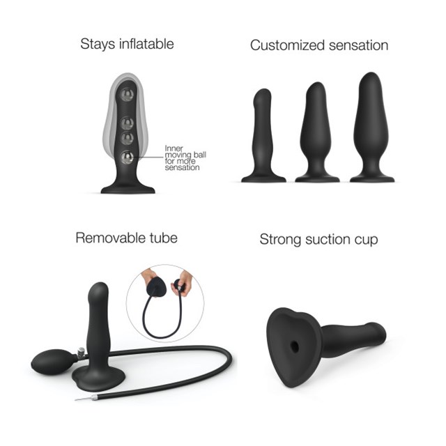 INFLATABLE DILDO PLUG - SVART - ONE SIZE ADJUSTABLE