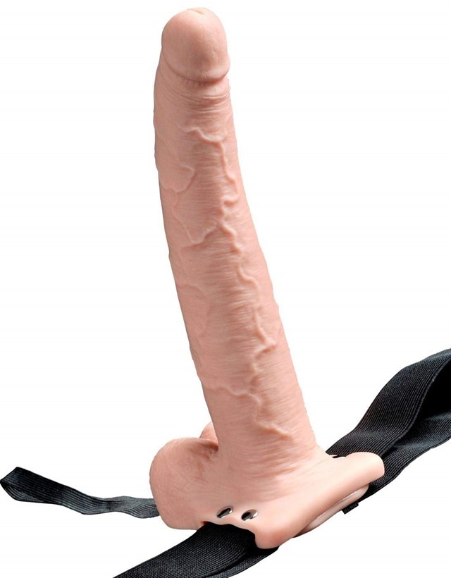 Hollow Rechargeable Strap-On With Balls - 23 cm