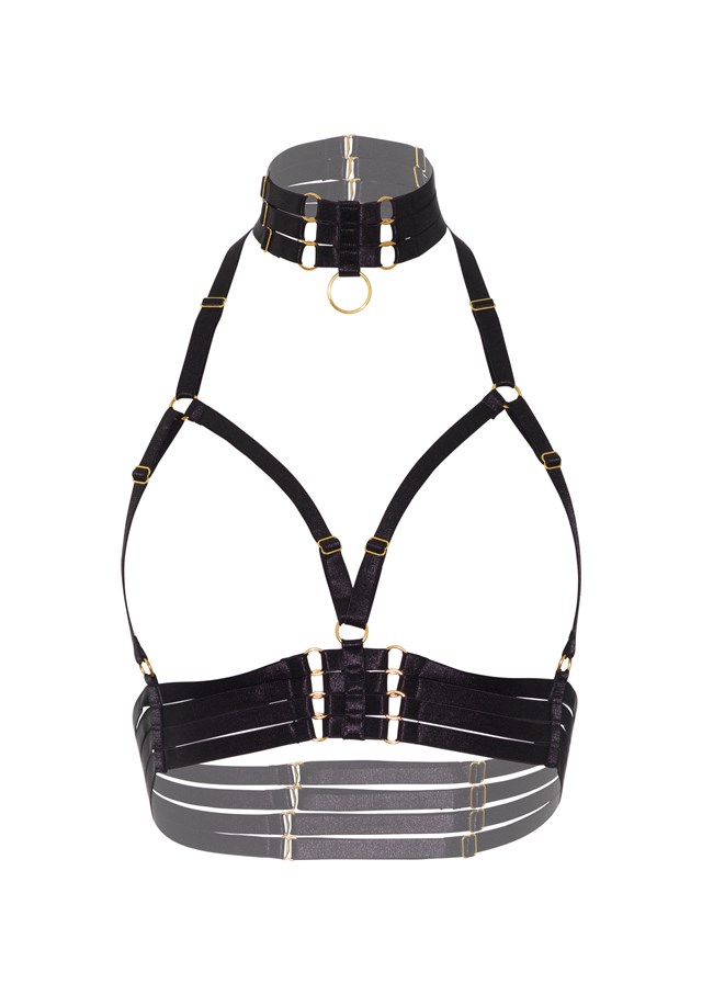 Svart BH med öppen kupa och Halsband med O-ring