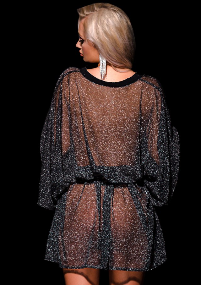 Svart glittrig kimono