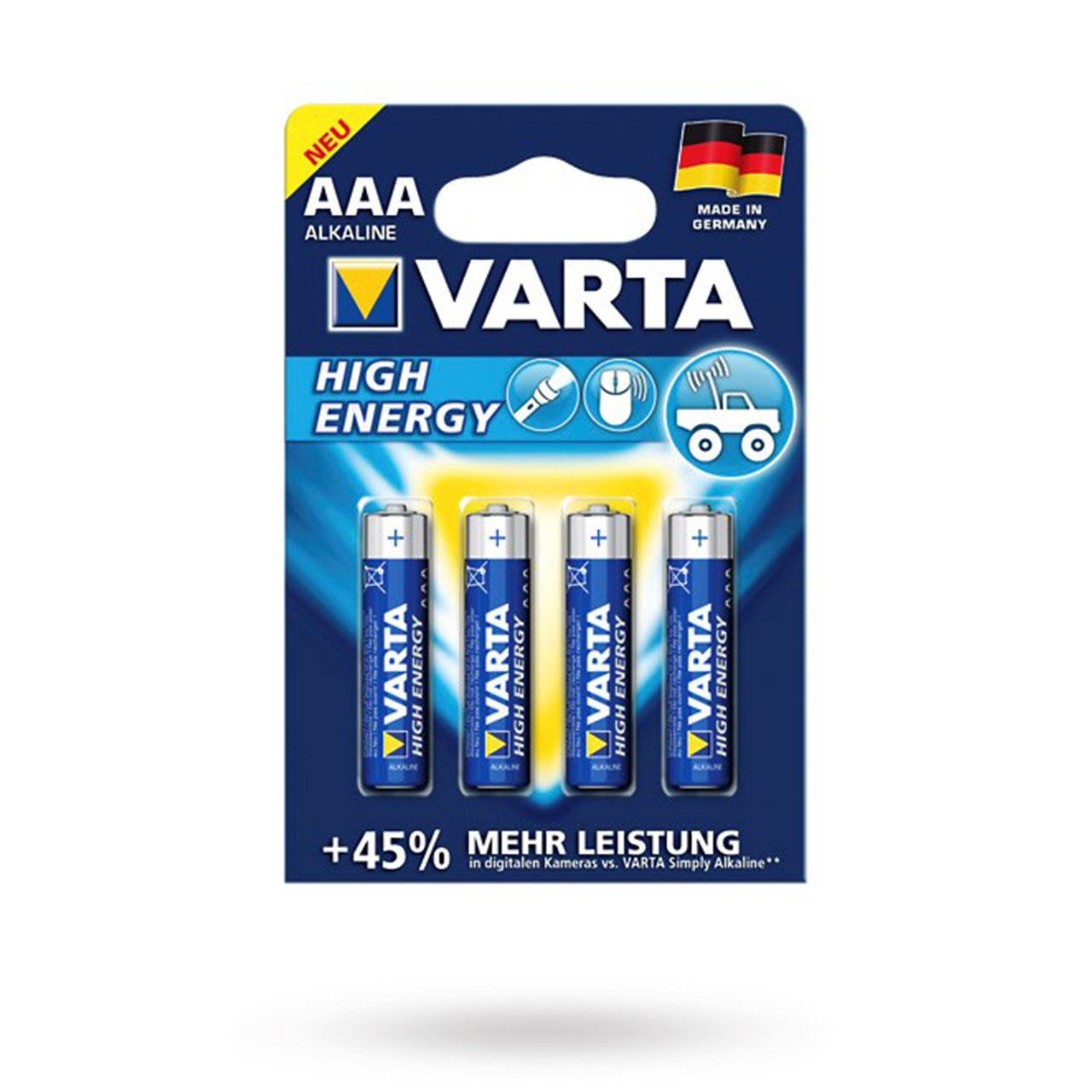 Produktfoto för Varta High Energy - Batteri 4 x AAA - alkaliskt - 1220 mAh