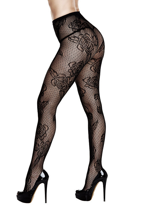 Rose Floral Lace Pantyhose Queensize