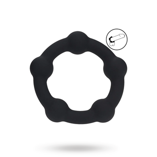 Beaded Silicone Cockring - S - 30mm - Black