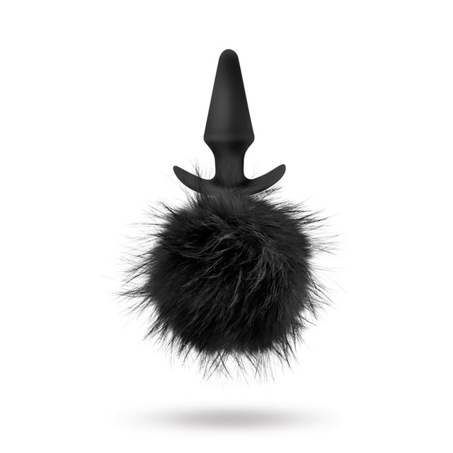 Anal Adventures Platinum - Rabbit Tail Plug - svart