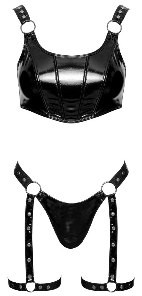 Vinyl Crop Top & Thong Set
