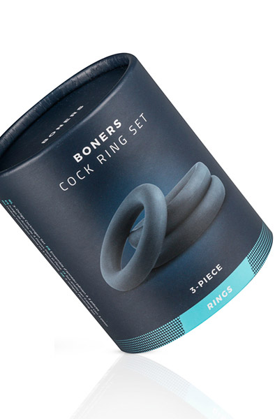 Boners 3-Piece Cock Ring Set Grey