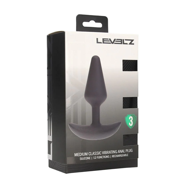 Classic Vibrating Silicone Anal Plug - M - Black