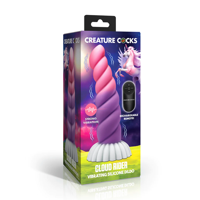 Cloud Rider - Vibrating Unicorn Silicone Dildo - Purple/Pink