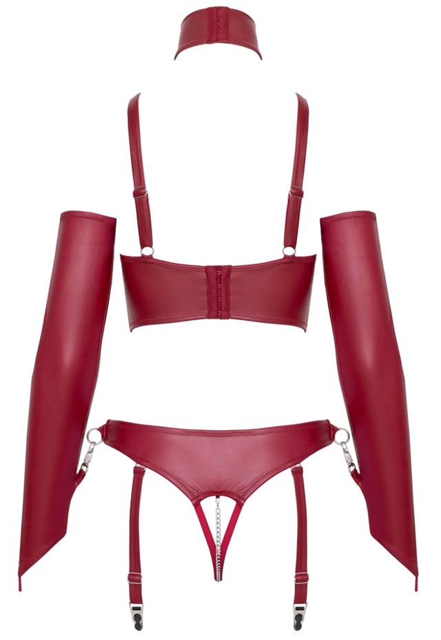 Open & Crotchless Bondage Set Red