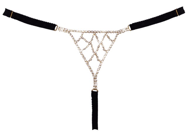 Black Thong With Rhinestones