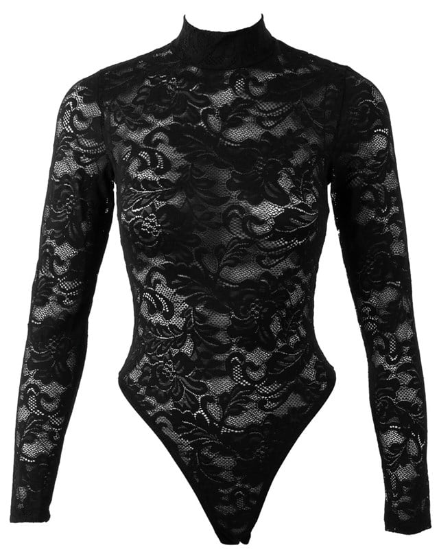 Lace Thong Body Black