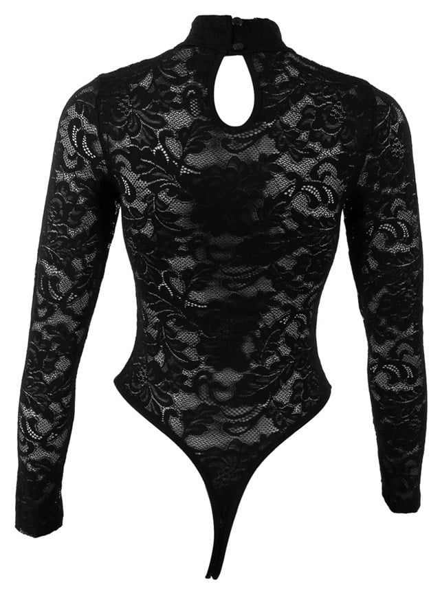 Lace Thong Body Black