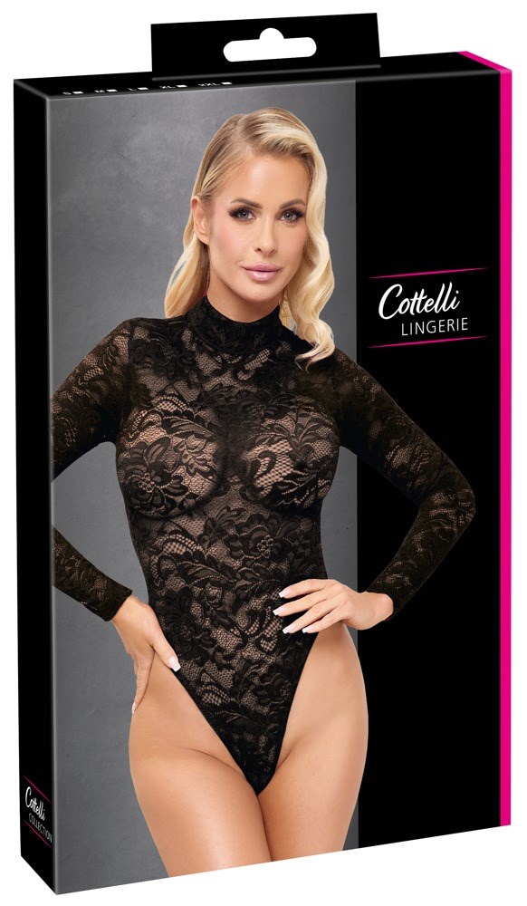 Lace Thong Body Black