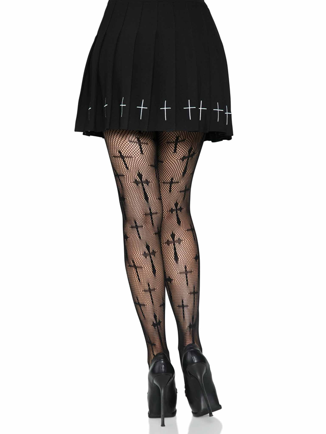 Cross Net Pantyhose Black