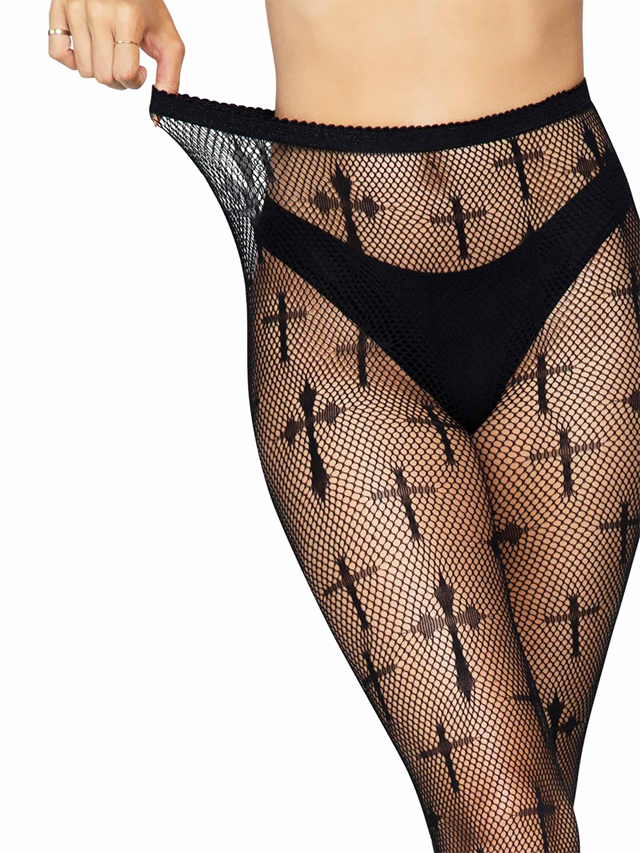 Cross Net Pantyhose Black