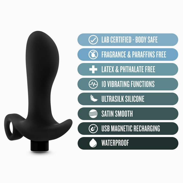 Anal Adventures Platinum - Silicone Vibrating Prostate Massager 01 - svart
