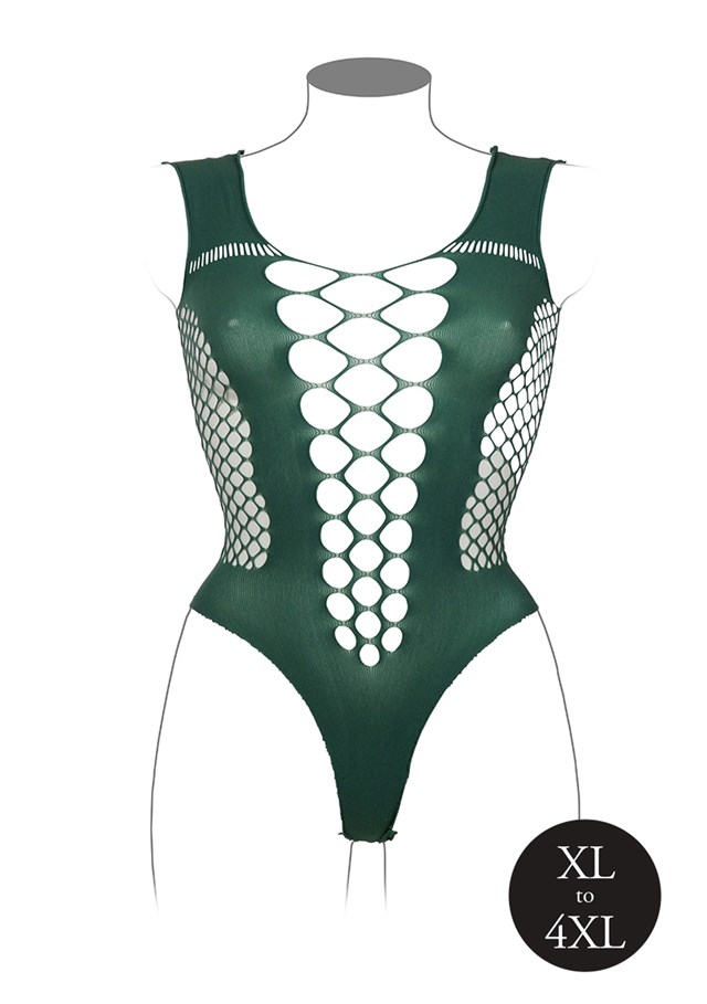 Grön V-ringad teddy - plus size