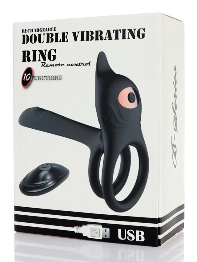 Double Vibrating 10 Functions Ring With Remote