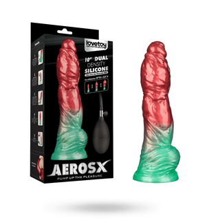 Dual Density Inflatable Dildo Red/green 25 Cm