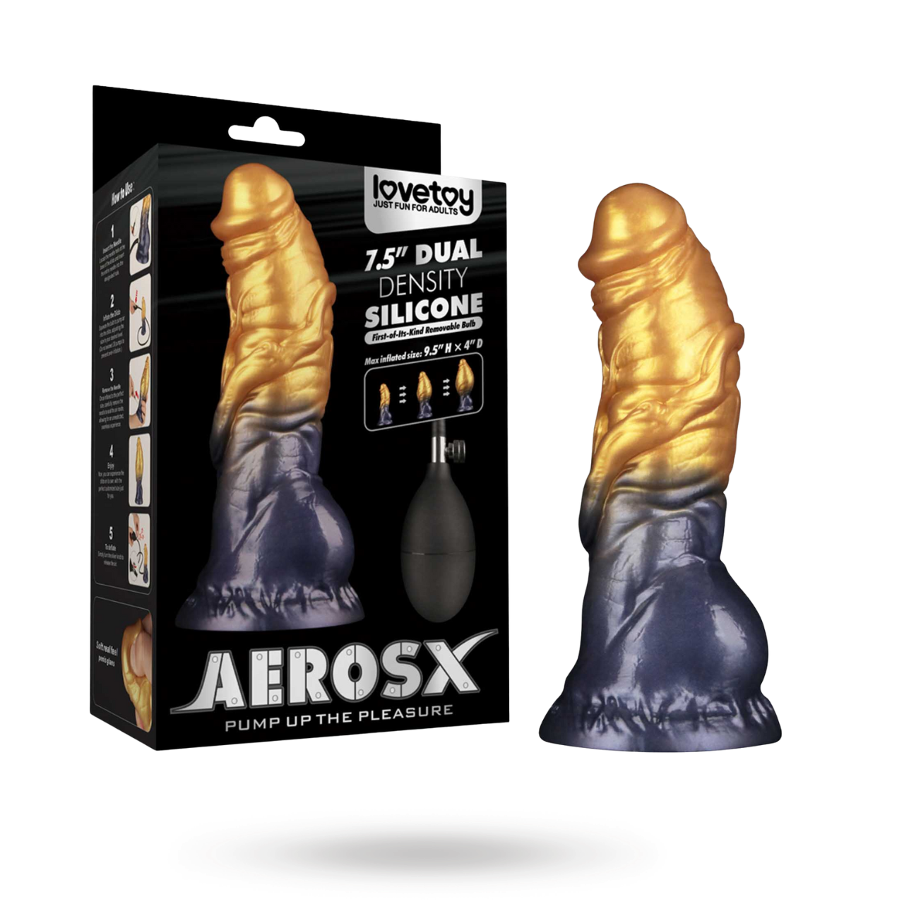 Dual Density Inflatable Dildo Yellow/Blue 19 cm