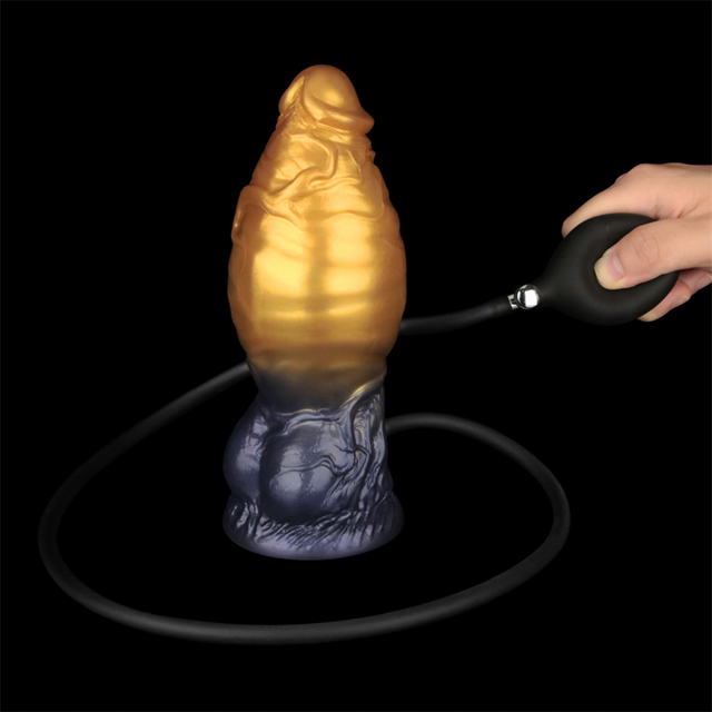 Dual Density Inflatable Dildo Yellow/Blue 19 cm