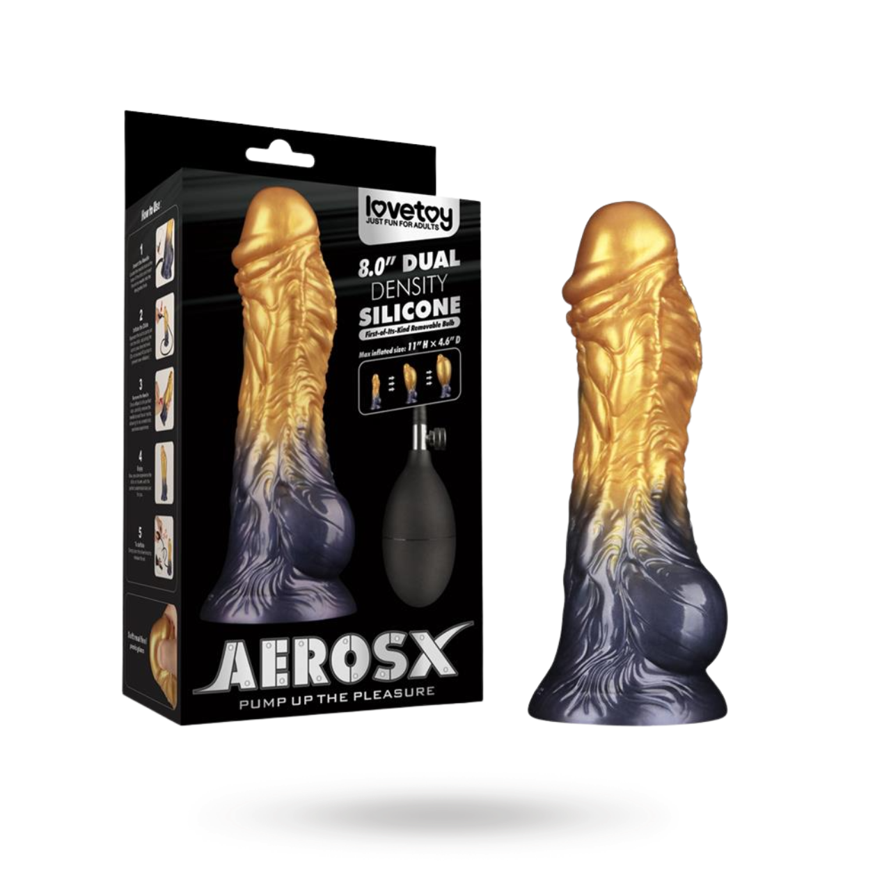 Dual Density Inflatable Dildo Yellow/Blue 21 cm