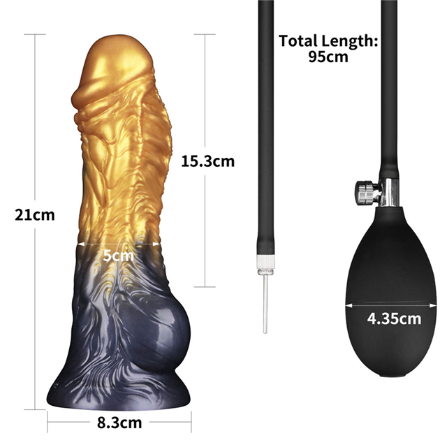 Dual Density Inflatable Dildo Yellow/Blue 21 cm