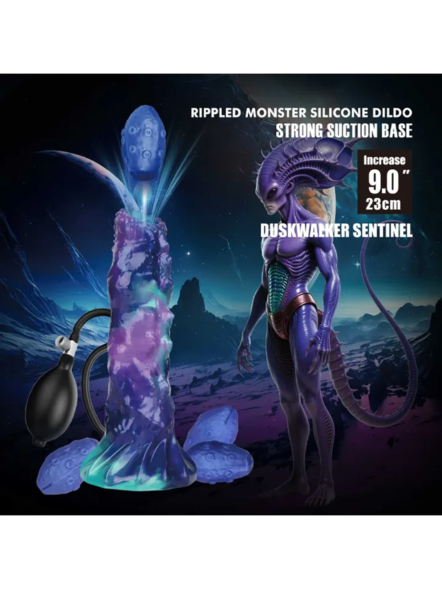 DuskWalker Sentinel Rippled Monster Silicone Dildo 23 cm