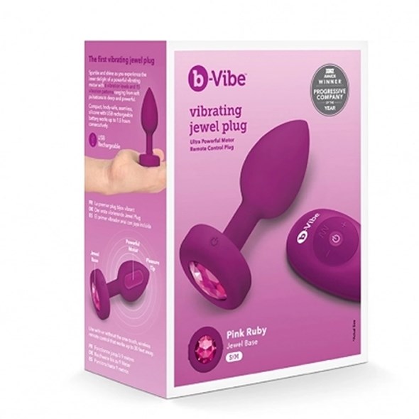 VIBRATING JEWEL PLUG S/M - PINK RUBY