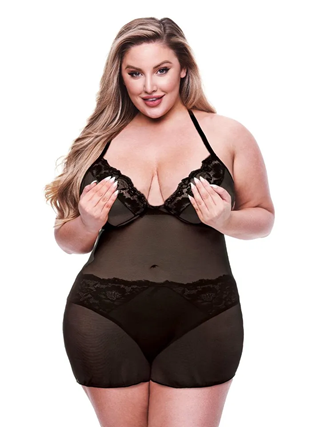 Eco Chemise & Panty Set Black Queen Size