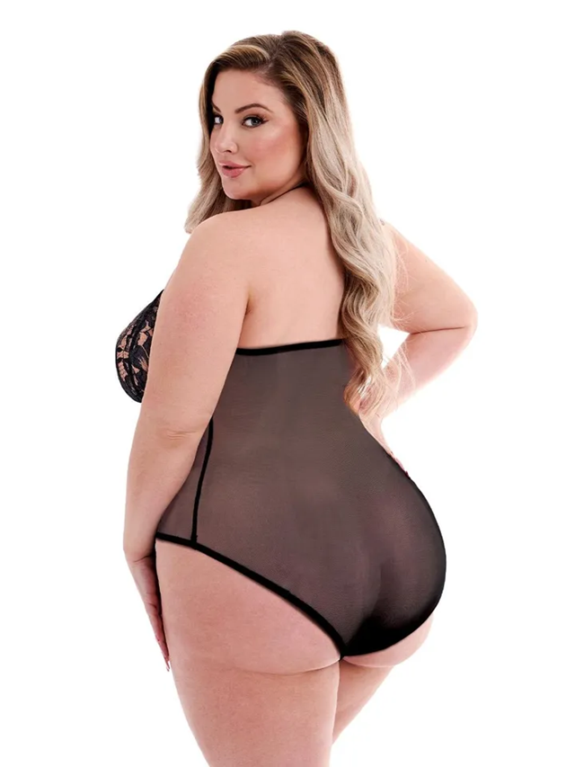 Eco Mesh & Lace Teddy Black Queen Size